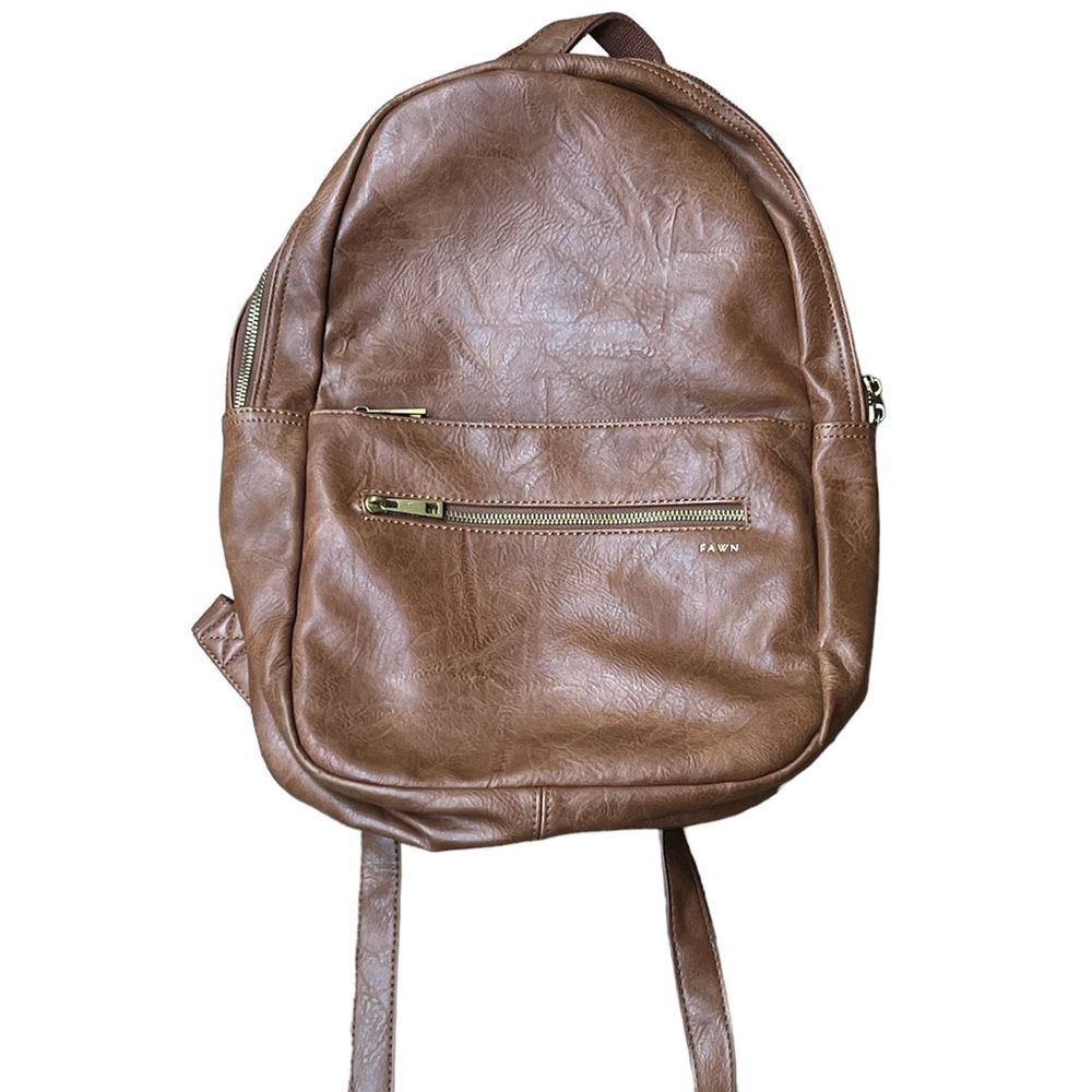 Fawn Jillian Harris The Pack Brown Matte Vegan Leather Backpack  Baby Pack